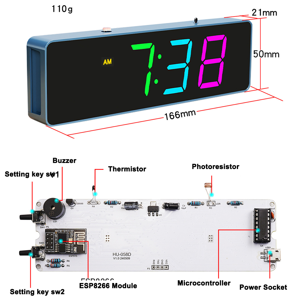 ESP8266 IoT Colorful WiFi Cloc - Home Automation Diy recension och pris
