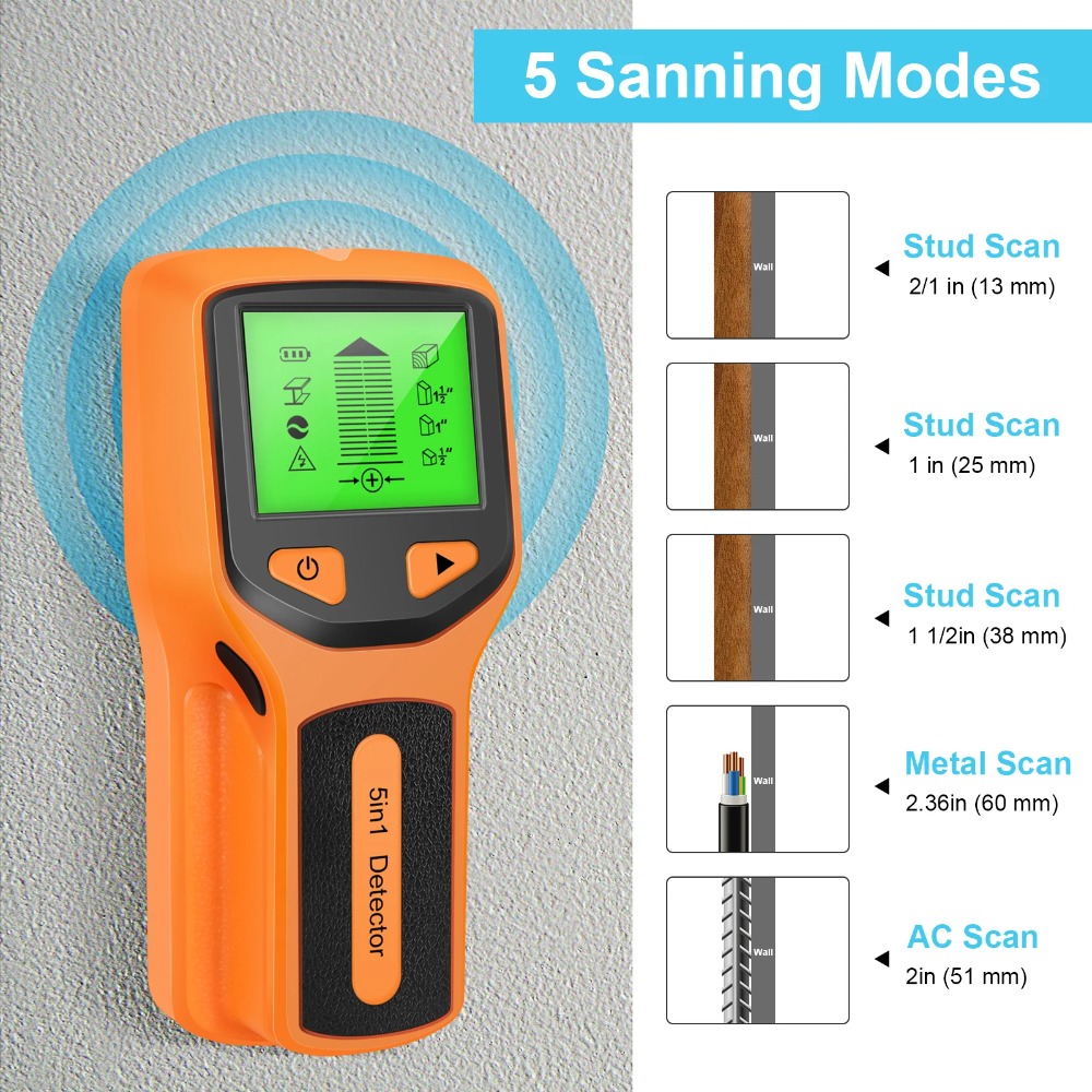 5 in 1 Digital Stud Detector H - Water Leak Detector Wired recension och pris